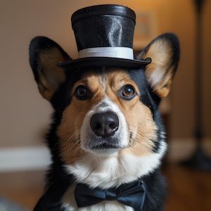Chase wearing a tophat and bowtie